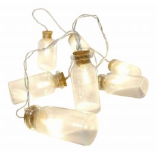 10 Λευκά Θερμά Λαμπάκια LED Μπαταρίας, με Γυάλινα Βαζάκια και Άμμο (2m)